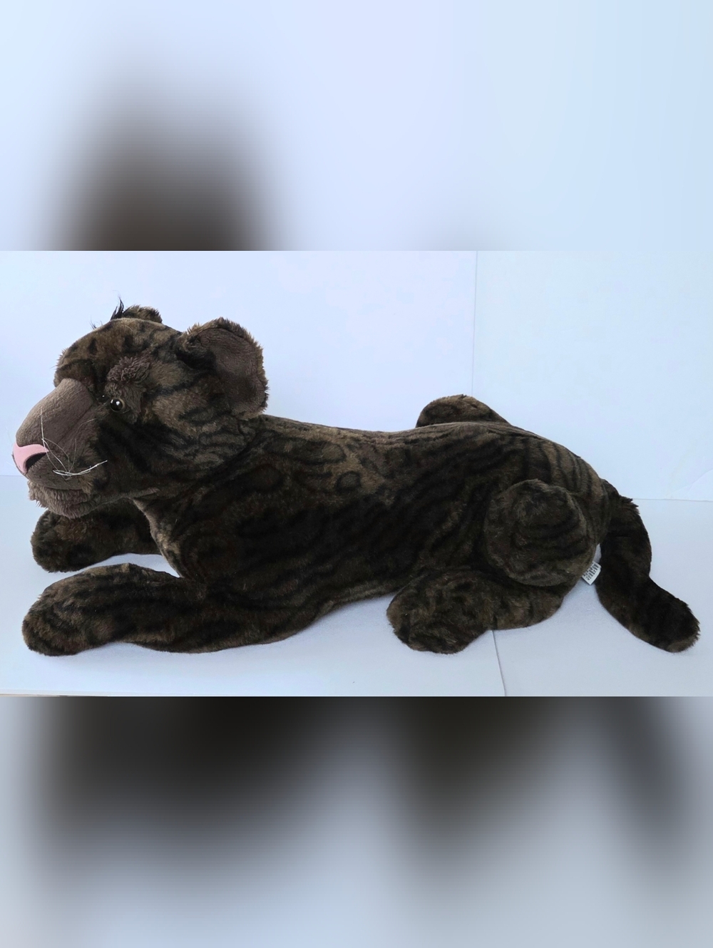 COSTCO LARGE PANTHER, BLACK AND BROWN PLUSH, 25" REALISTIC STUFFED ANIMAL